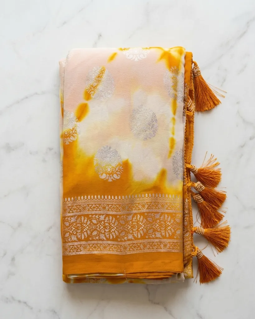 zari weaving and tie-dye pattern