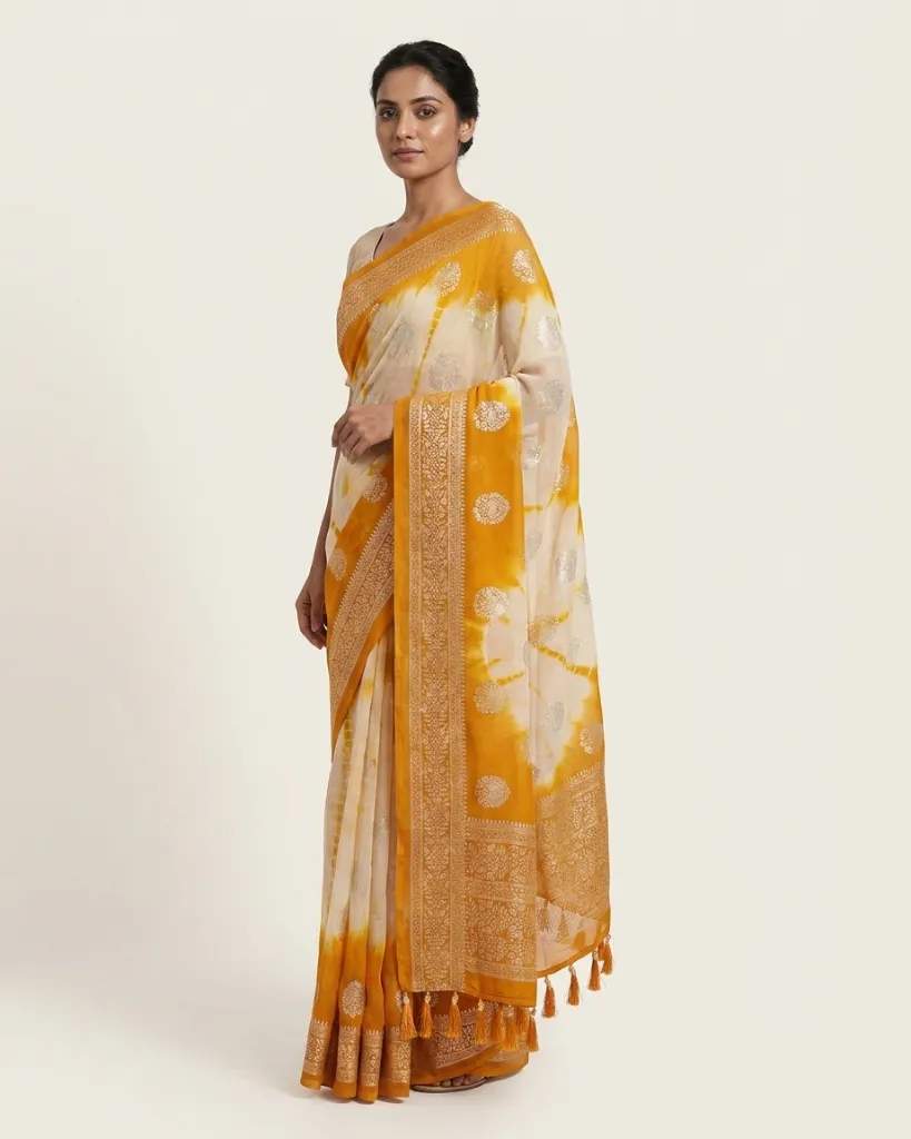 zari weaving and tie-dye pattern
