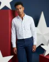 Lifestyle striped button-down casual shirt.