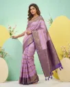 Lavender & Royal Purple Gold Zari Brocade Saree